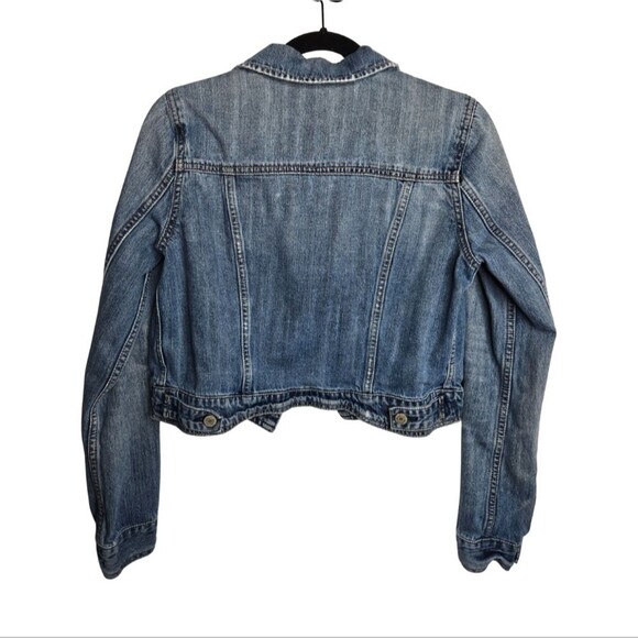 American Eagle Outfitters Cropped Denim Jean Jacket Casual Timeless Y2K Size M - Picture 2 of 11